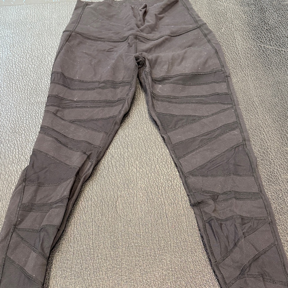 Black lululemon leggings with mesh panels